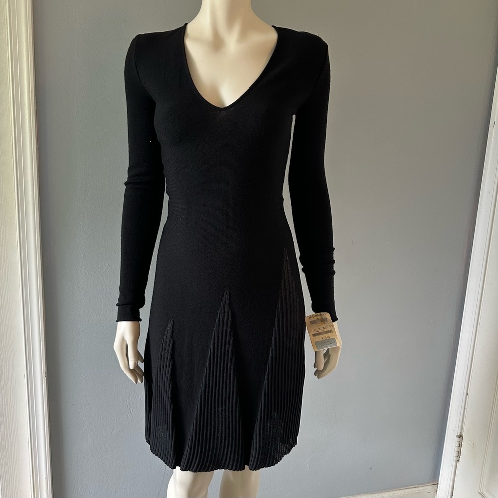 NWT Valentino Wool and Silk Pleated Knee-Length Midi Dress